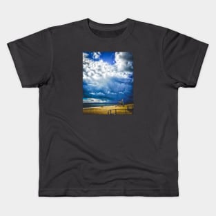 Stormy Beach on English Coast Kids T-Shirt